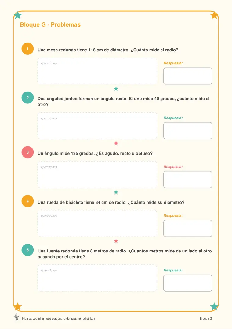 Página de muestra 3 de Ángulos, Circunferencia y Estadística