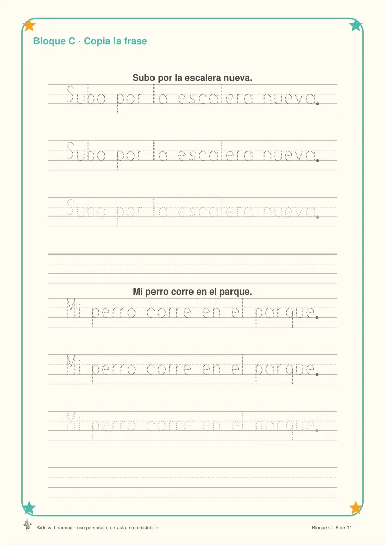 Página de muestra 3 de Buena Letra: Trazo Fluido y Legible