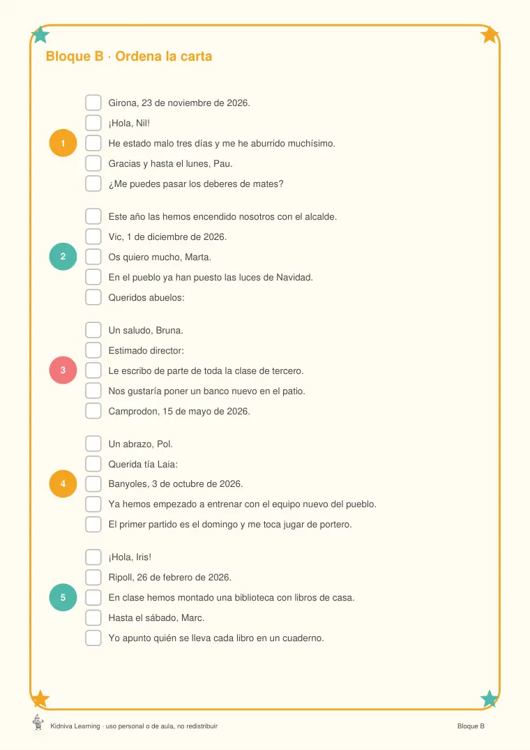 Página de muestra 1 de Cartas y Correos