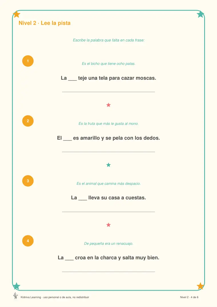 Página de muestra 2 de Completa la Frase