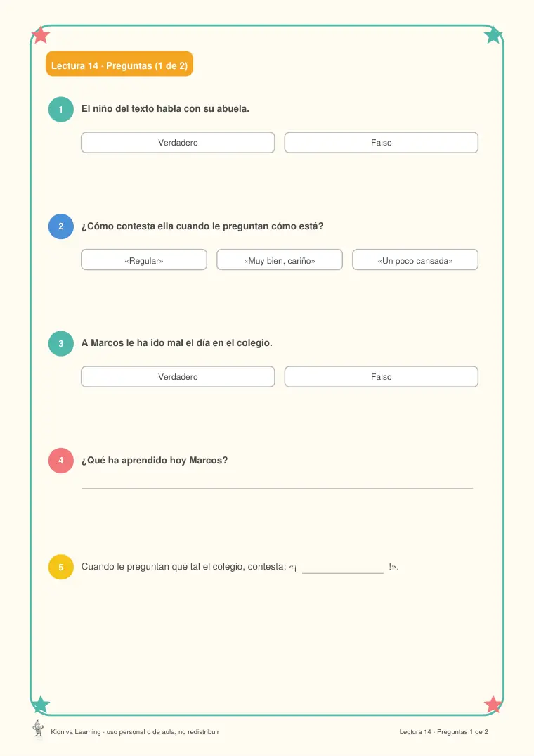 Página de muestra 3 de Comprensión Lectora 1