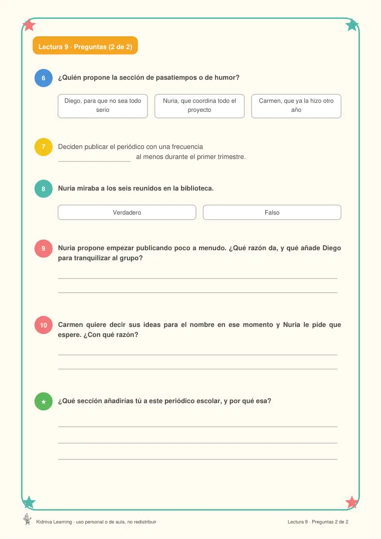 Página de muestra 2 de Comprensión Lectora 5
