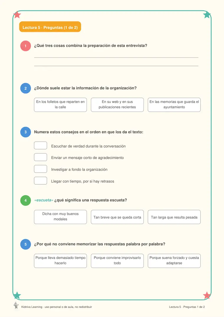 Página de muestra 1 de Comprensión Lectora 6