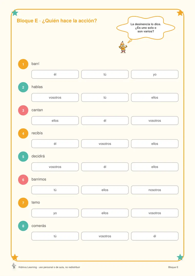 Página de muestra 2 de El Verbo: Raíz y Desinencia