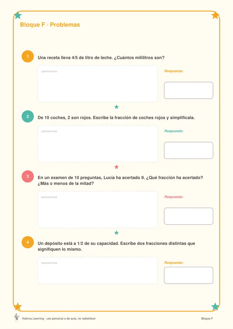 Página de muestra 3 de Fracciones Equivalentes
