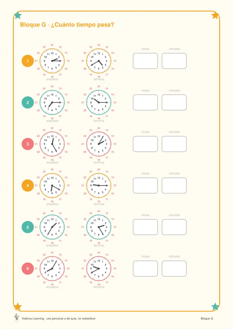 Página de muestra 3 de Medidas y el Reloj de 24 Horas