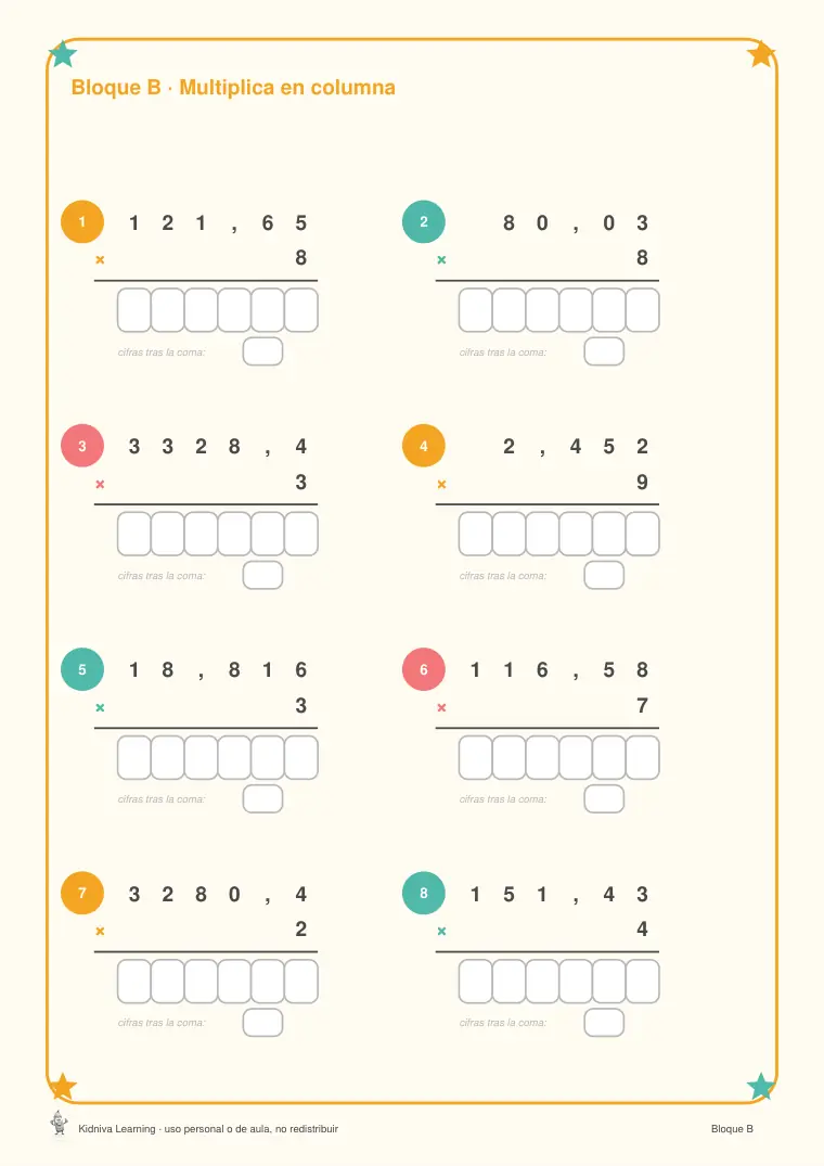 Página de muestra 1 de Multiplicar y Dividir Decimales