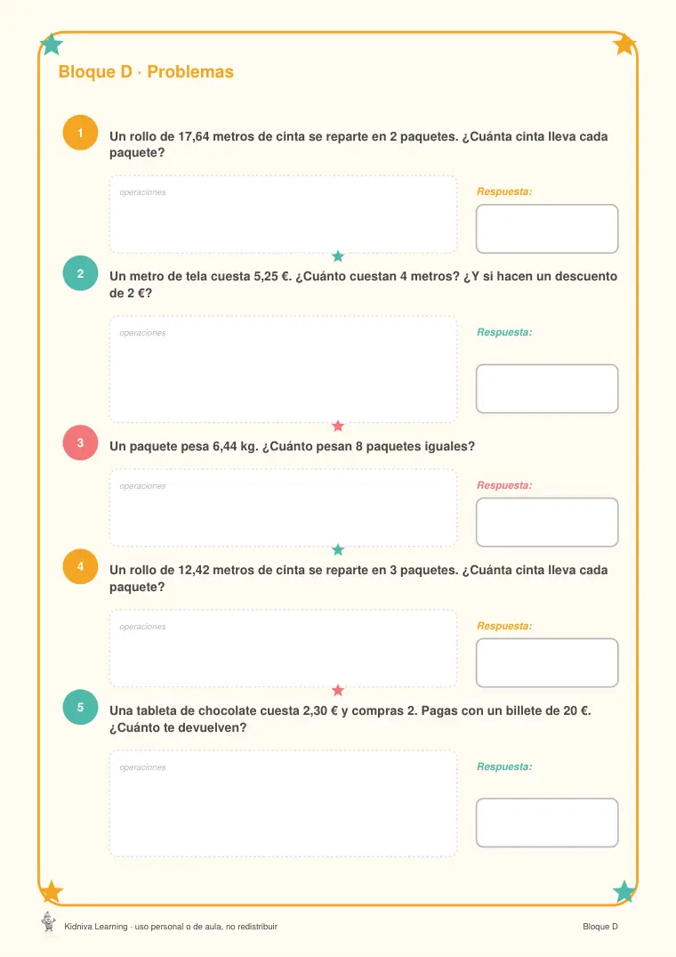 Página de muestra 3 de Multiplicar y Dividir Decimales
