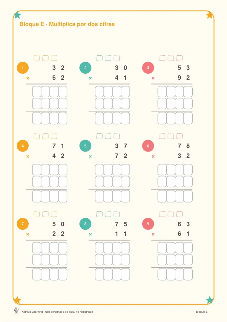 Página de muestra 2 de Multiplicar por Dos Cifras