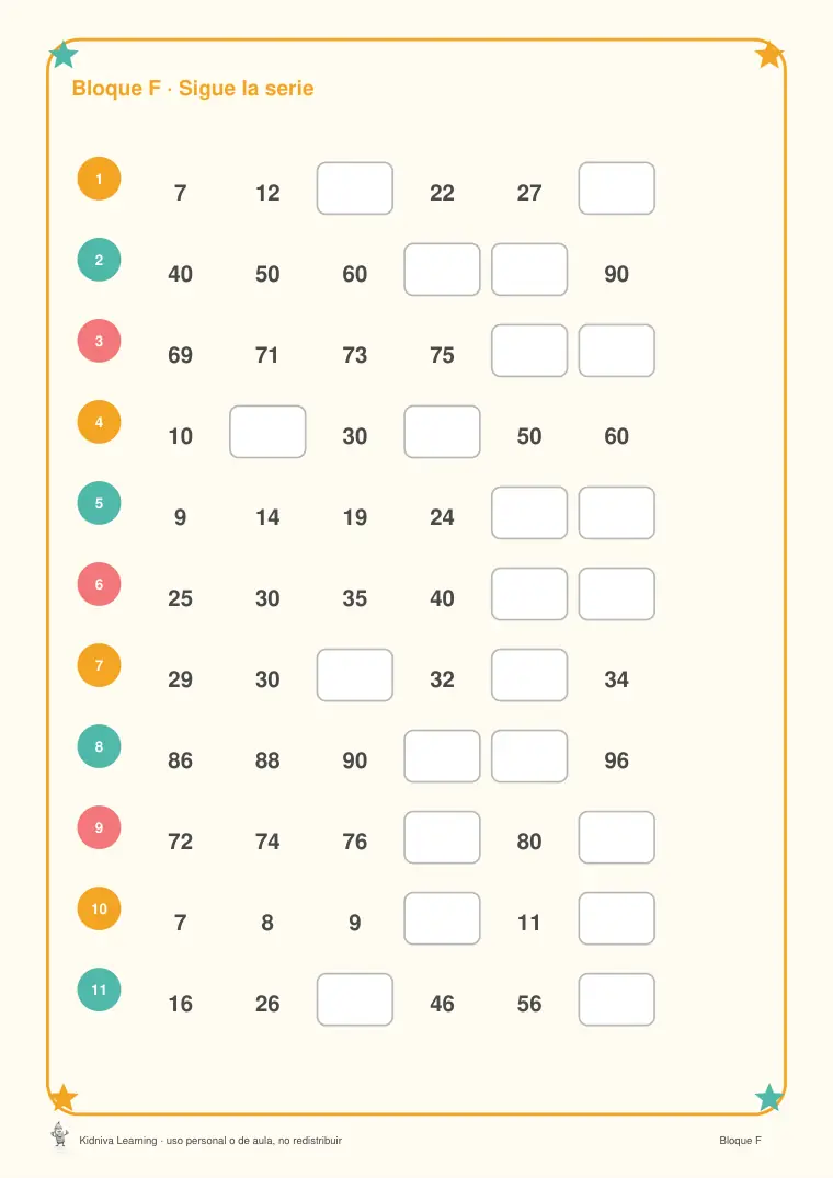 Página de muestra 3 de Los Números hasta el 99