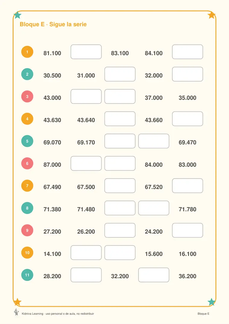 Página de muestra 2 de Los Números hasta el 99.999