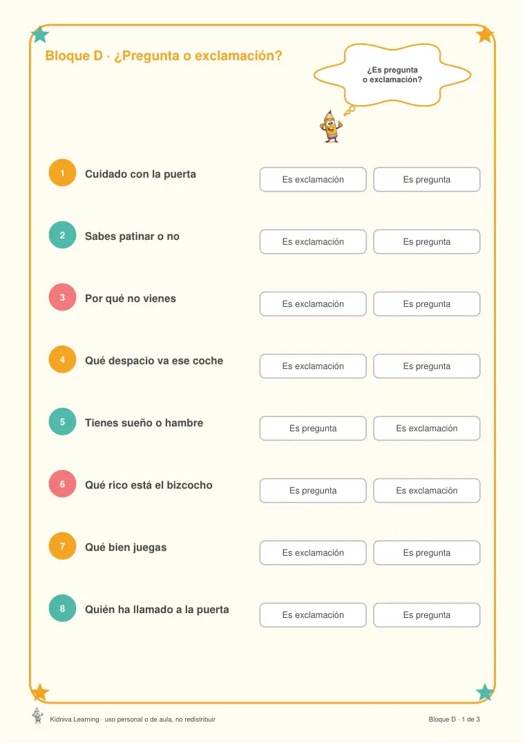 Página de muestra 2 de ¿? y ¡!: Preguntas y Exclamaciones
