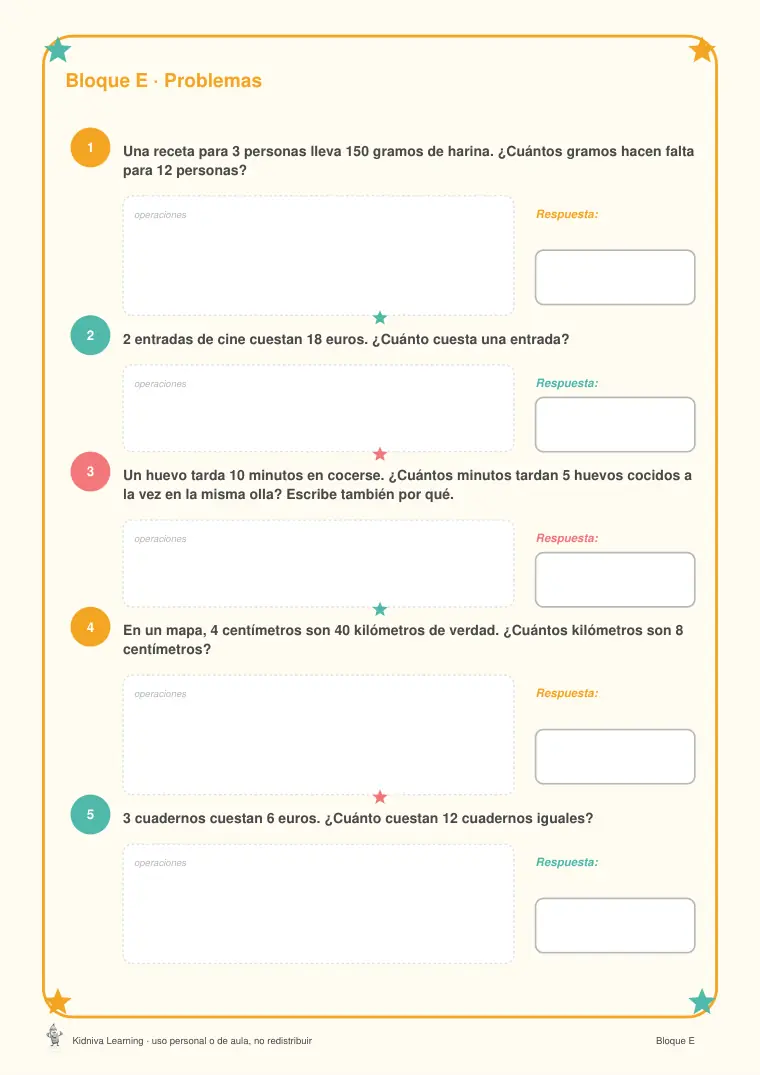 Página de muestra 2 de Proporcionalidad y Regla de Tres
