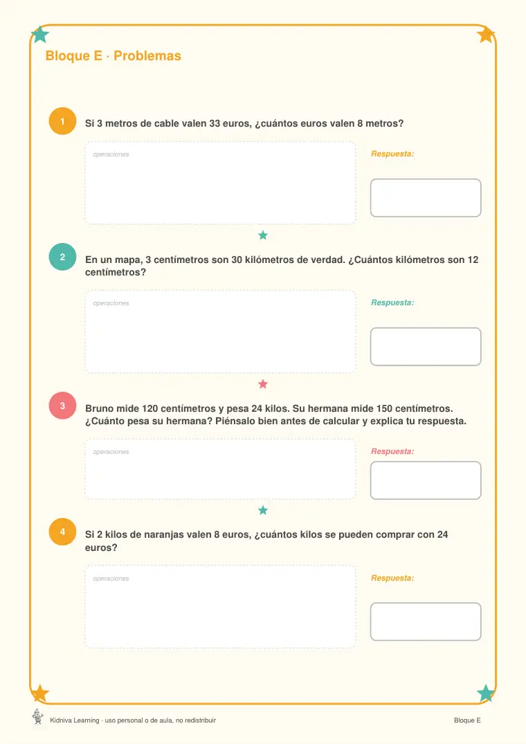 Página de muestra 3 de Proporcionalidad y Regla de Tres