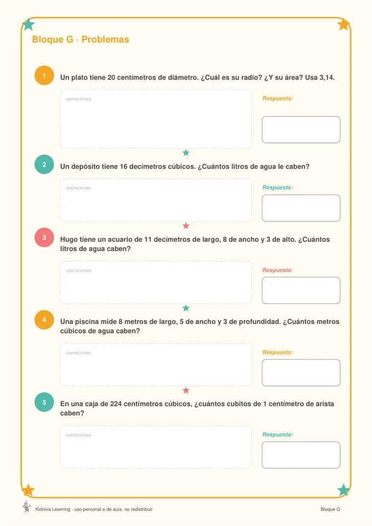 Página de muestra 2 de Volumen y el Área del Círculo