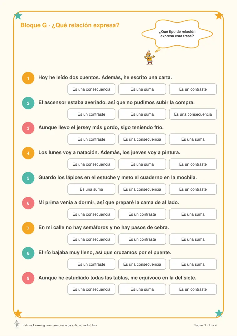 Página de muestra 3 de Y, Pero, Entonces: Uniendo Frases