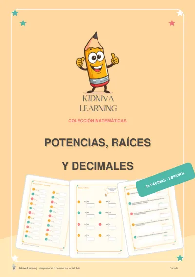 Portada de Potencias, Raíces y Decimales