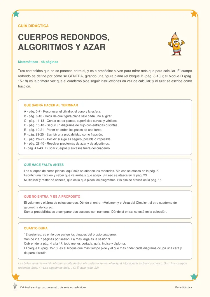 Primera página de una guía docente: qué sabrá hacer al terminar, qué hace falta antes y cuánto dura